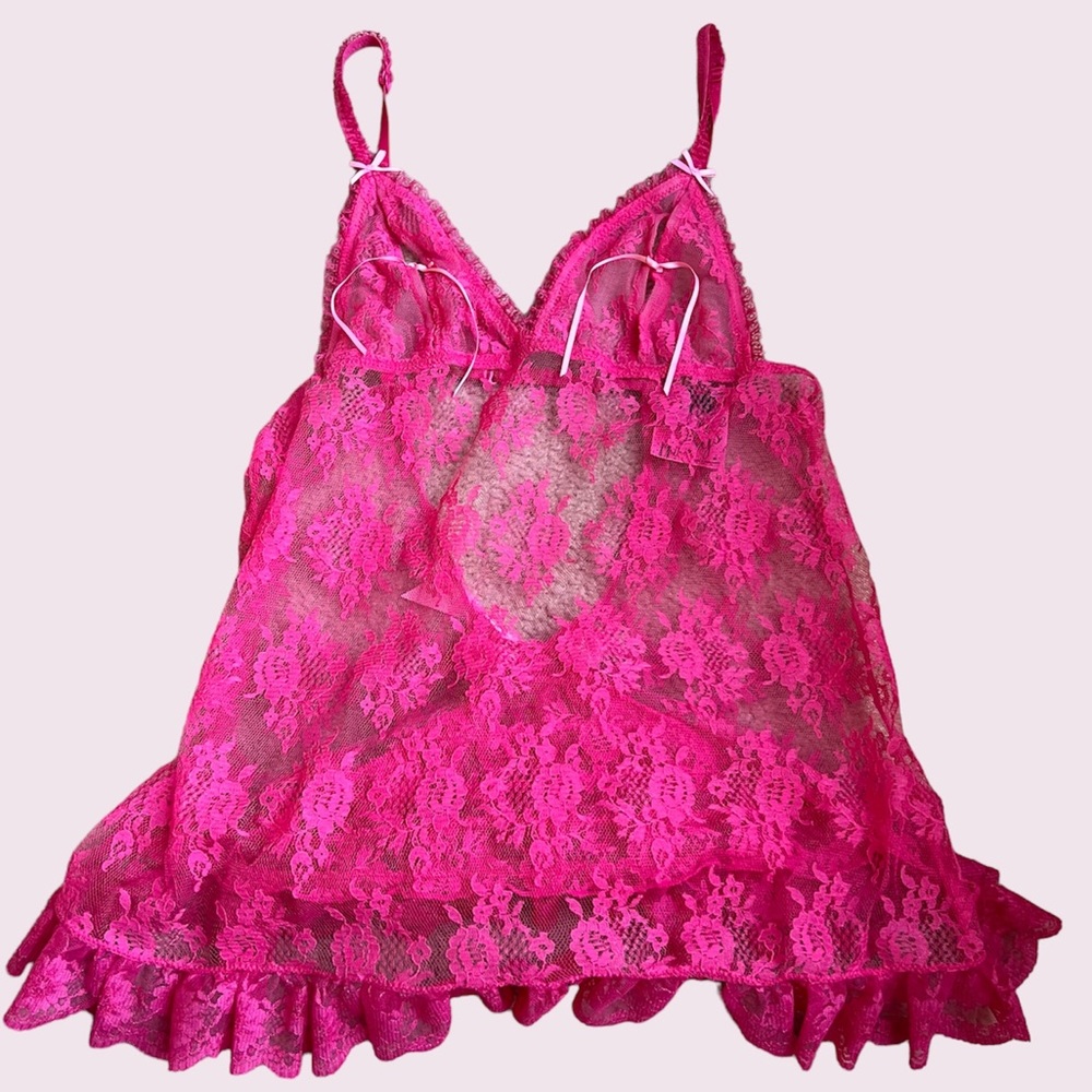 Vintage 2007 Victorias Secret pink ruffle teddy